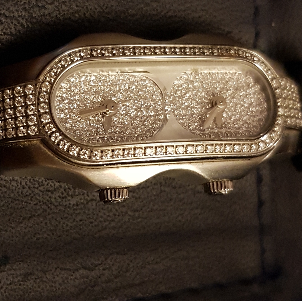 Philip Stein Full Diamond Dual Time Mini Watch